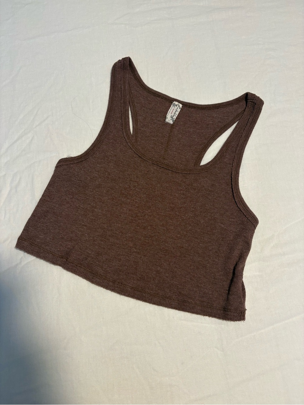 Free People Ribbed Brown Racerback Crop Tank